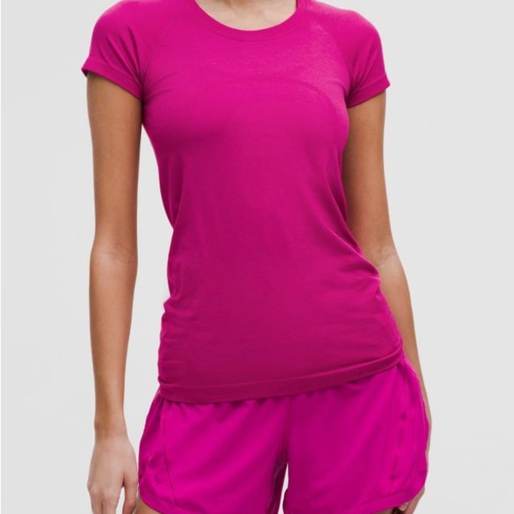 Lululemon Swiftly Tech Short-Sleeve 2.0 Waist Length in Ripened Raspberry (4)